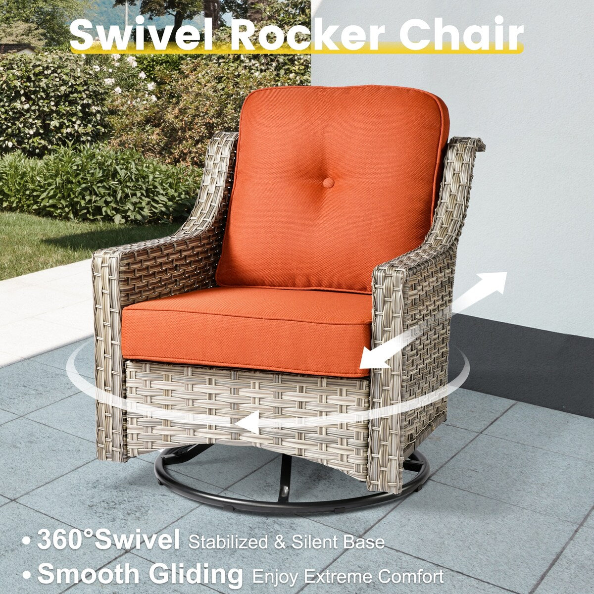 Set da conversazione in vimini da 6 pezzi per mobili da giardino XIZZI con sedia girevole