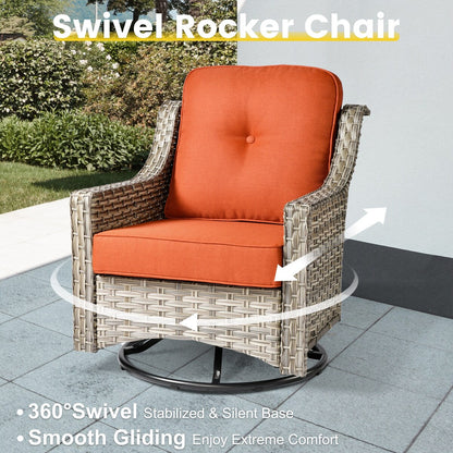 Set da conversazione in vimini da 6 pezzi per mobili da giardino XIZZI con sedia girevole