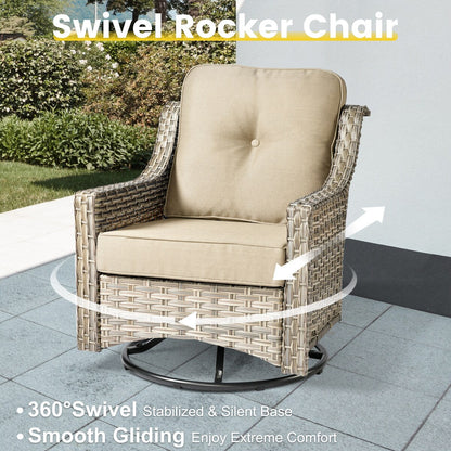 Set da conversazione in vimini da 6 pezzi per mobili da giardino XIZZI con sedia girevole