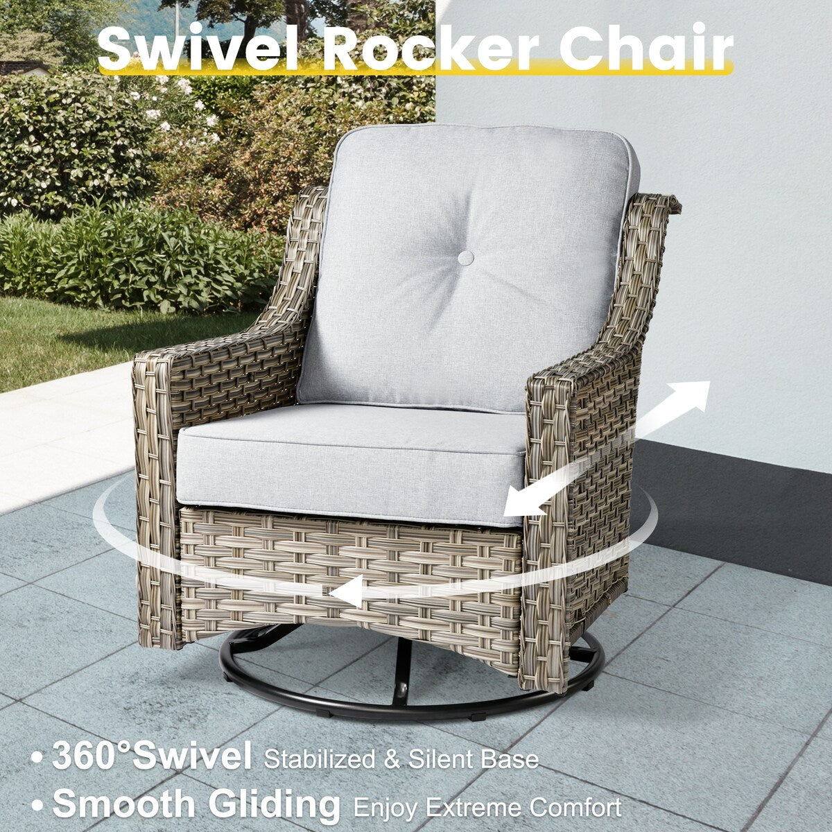 Set da conversazione in vimini da 6 pezzi per mobili da giardino XIZZI con sedia girevole