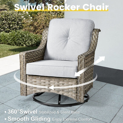 Set da conversazione in vimini da 6 pezzi per mobili da giardino XIZZI con sedia girevole