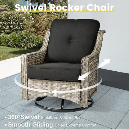 Set da conversazione in vimini da 6 pezzi per mobili da giardino XIZZI con sedia girevole