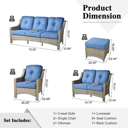 Set di divani da conversazione con seduta profonda per mobili da esterno in vimini da patio XIZZI da 6 pezzi