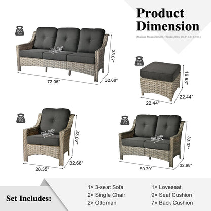 Set di divani da conversazione con seduta profonda per mobili da esterno in vimini da patio XIZZI da 6 pezzi