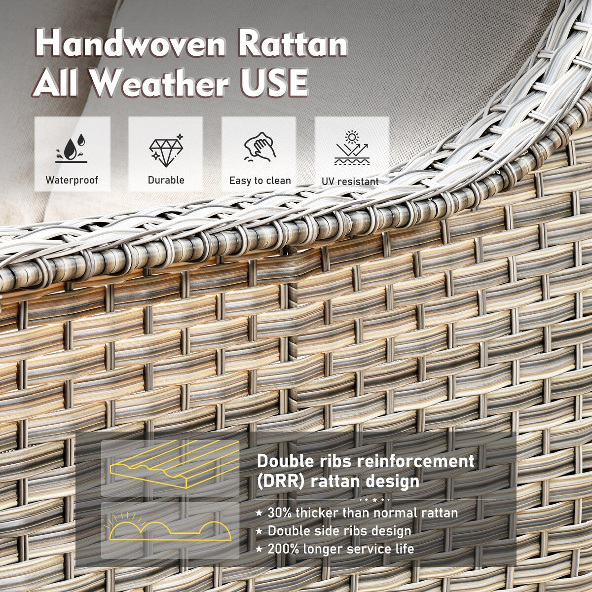 Set di divani da conversazione con seduta profonda per mobili da esterno in vimini da patio XIZZI da 6 pezzi