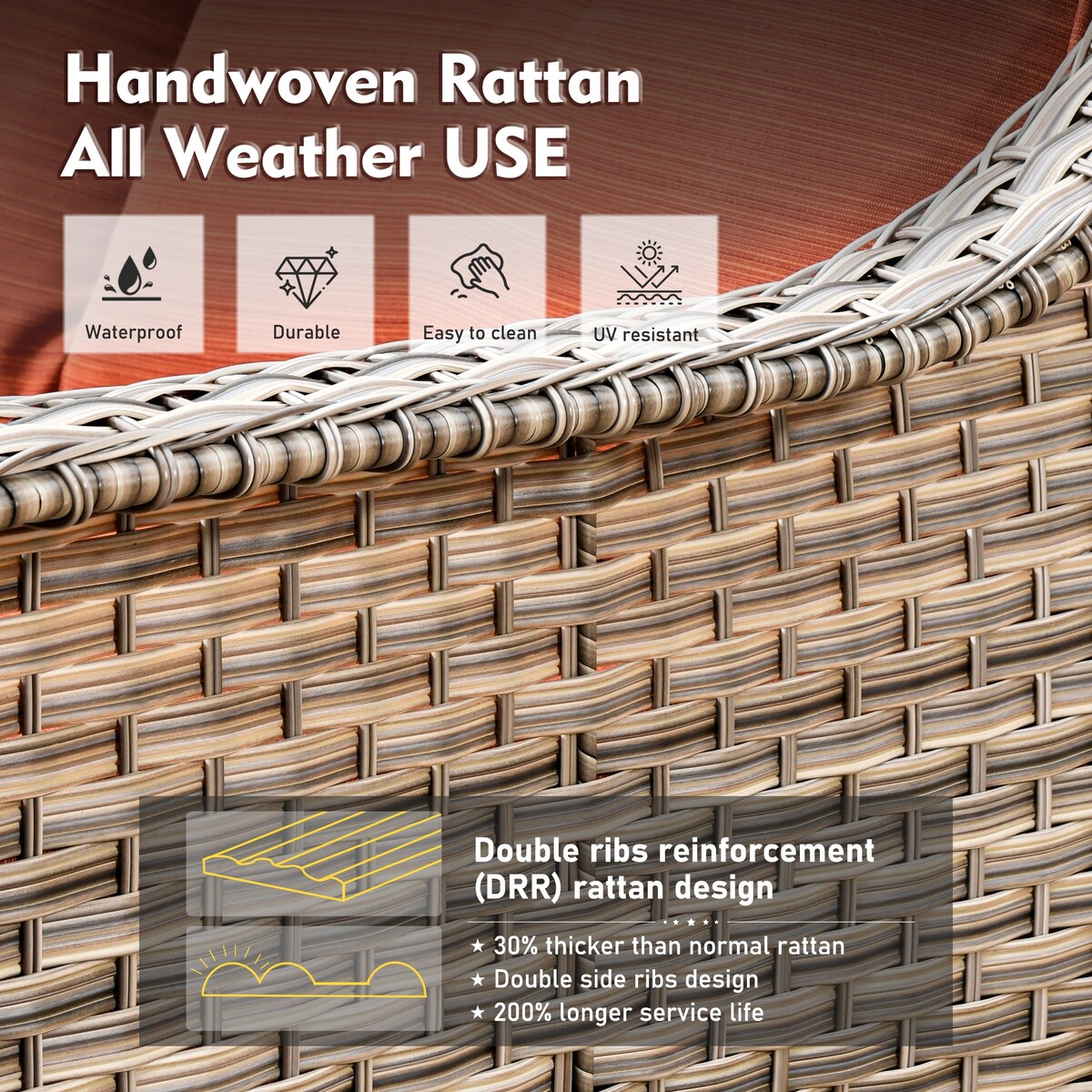 Set di divani da conversazione con seduta profonda per mobili da esterno in vimini da patio XIZZI da 6 pezzi