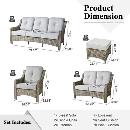 Set di divani da conversazione con seduta profonda per mobili da esterno in vimini da patio XIZZI da 6 pezzi