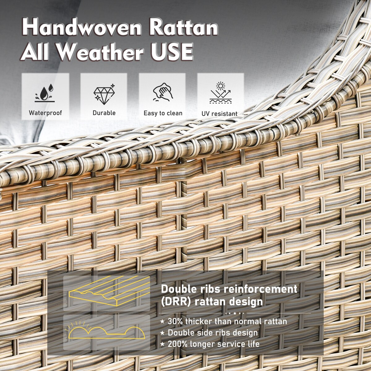 Set di divani da conversazione con seduta profonda per mobili da esterno in vimini da patio XIZZI da 6 pezzi