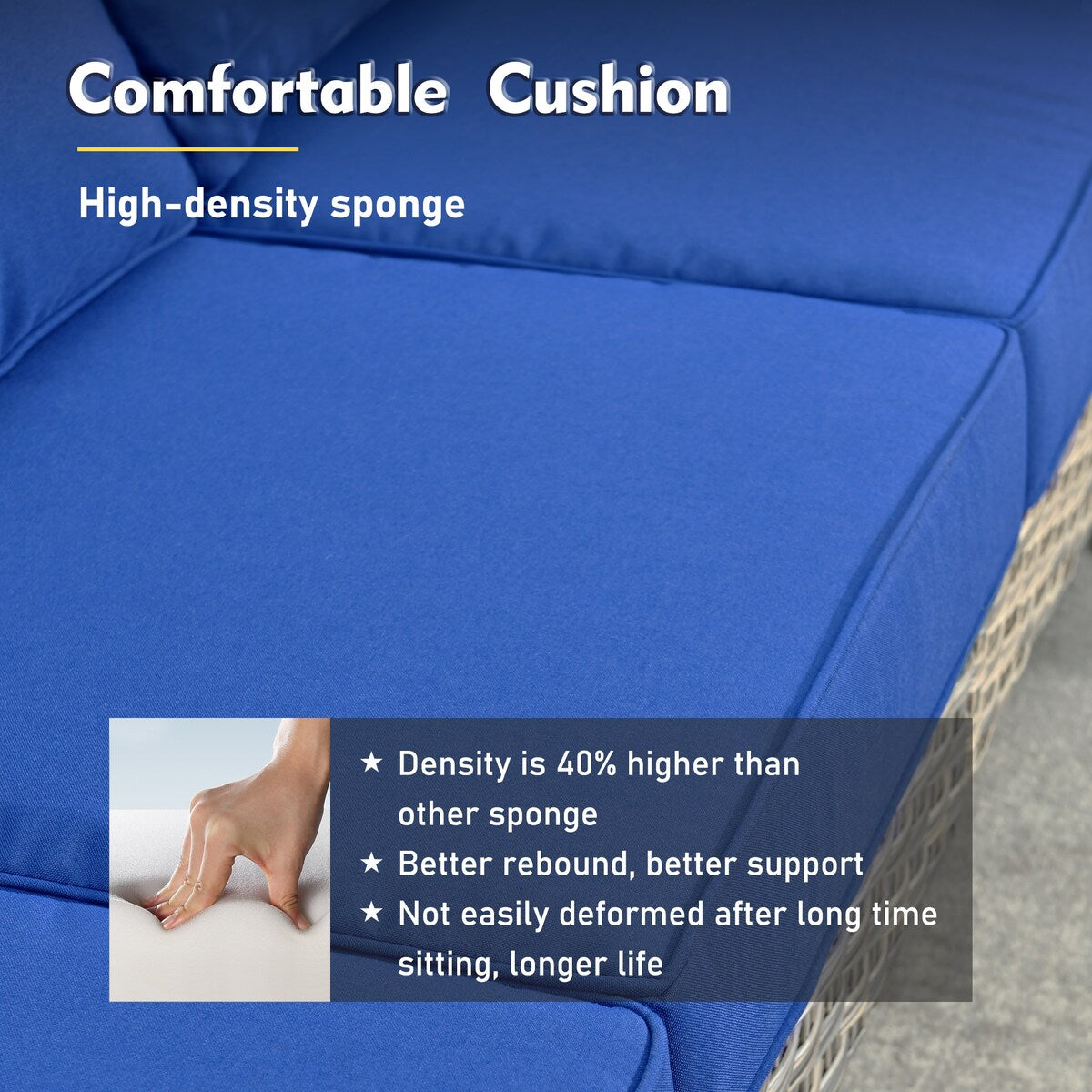 XIZZI Set di 6 divani da esterno in rattan e vimini con seduta profonda e braciere