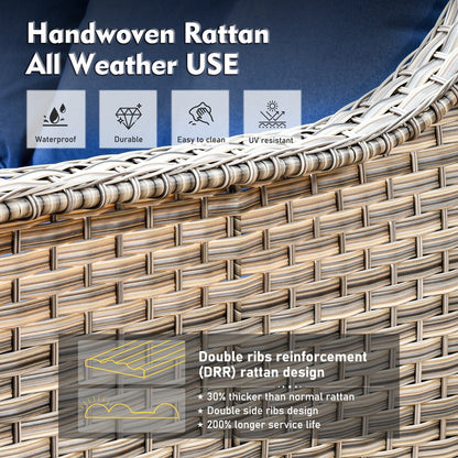 XIZZI Set di 6 divani da esterno in rattan e vimini con seduta profonda e braciere