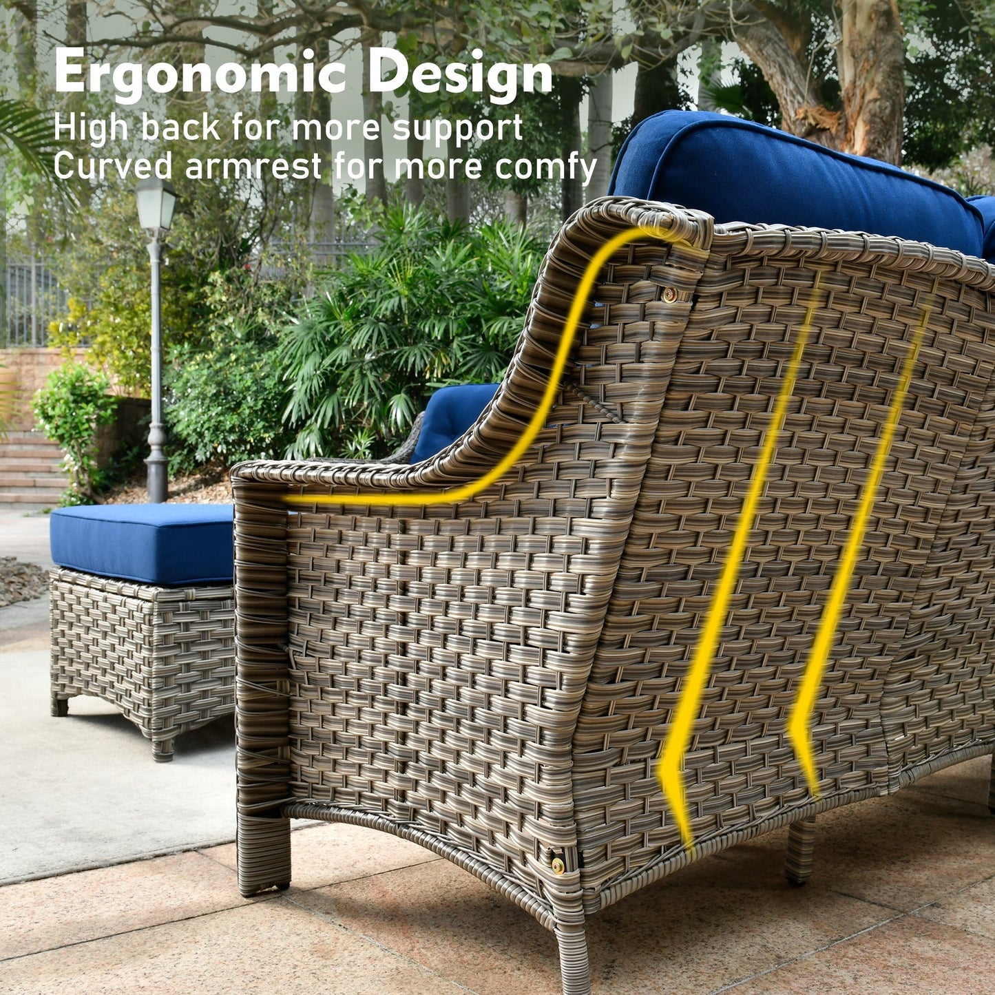 Set di mobili da esterno XIZZI da 6 pezzi con schienale alto e sedia girevole