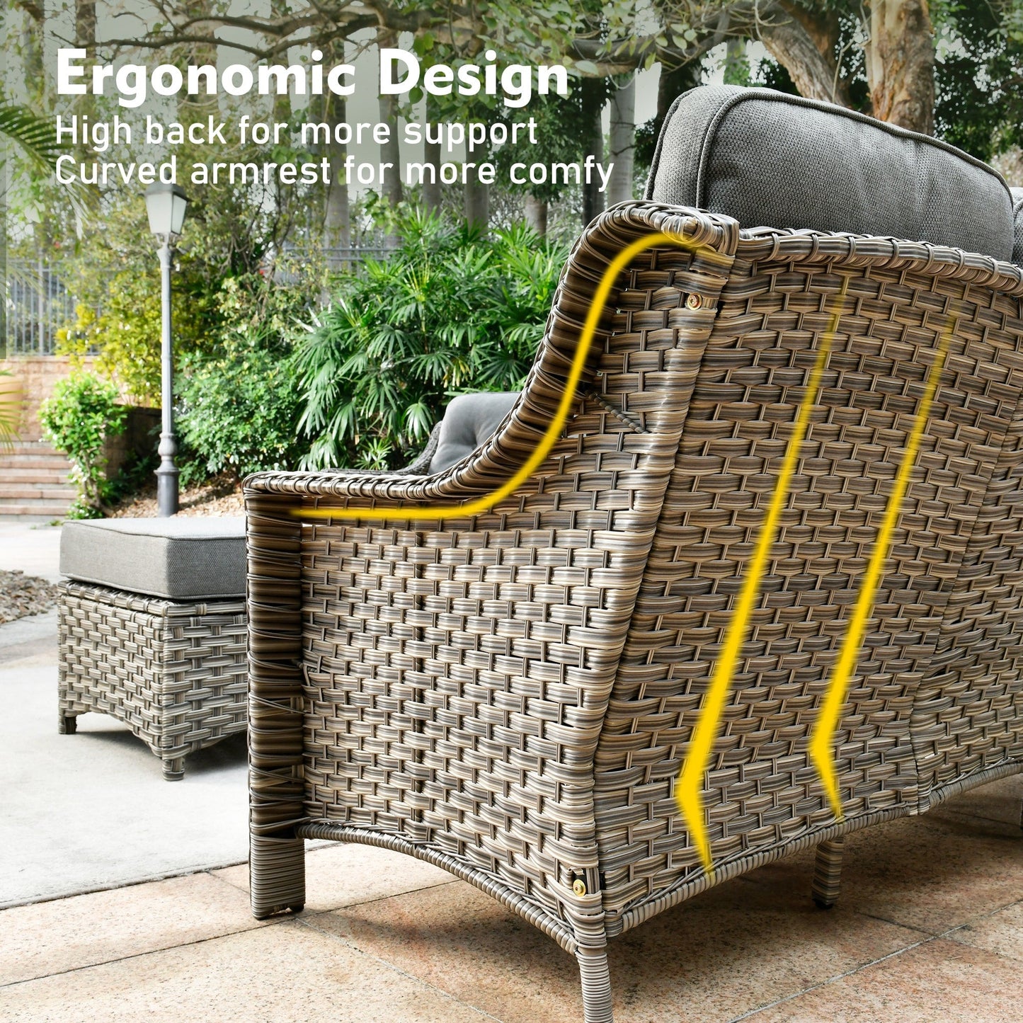 Set di mobili da esterno XIZZI da 6 pezzi con schienale alto e sedia girevole