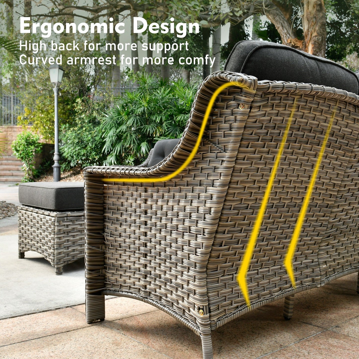 Set di mobili da esterno XIZZI da 6 pezzi con schienale alto e sedia girevole