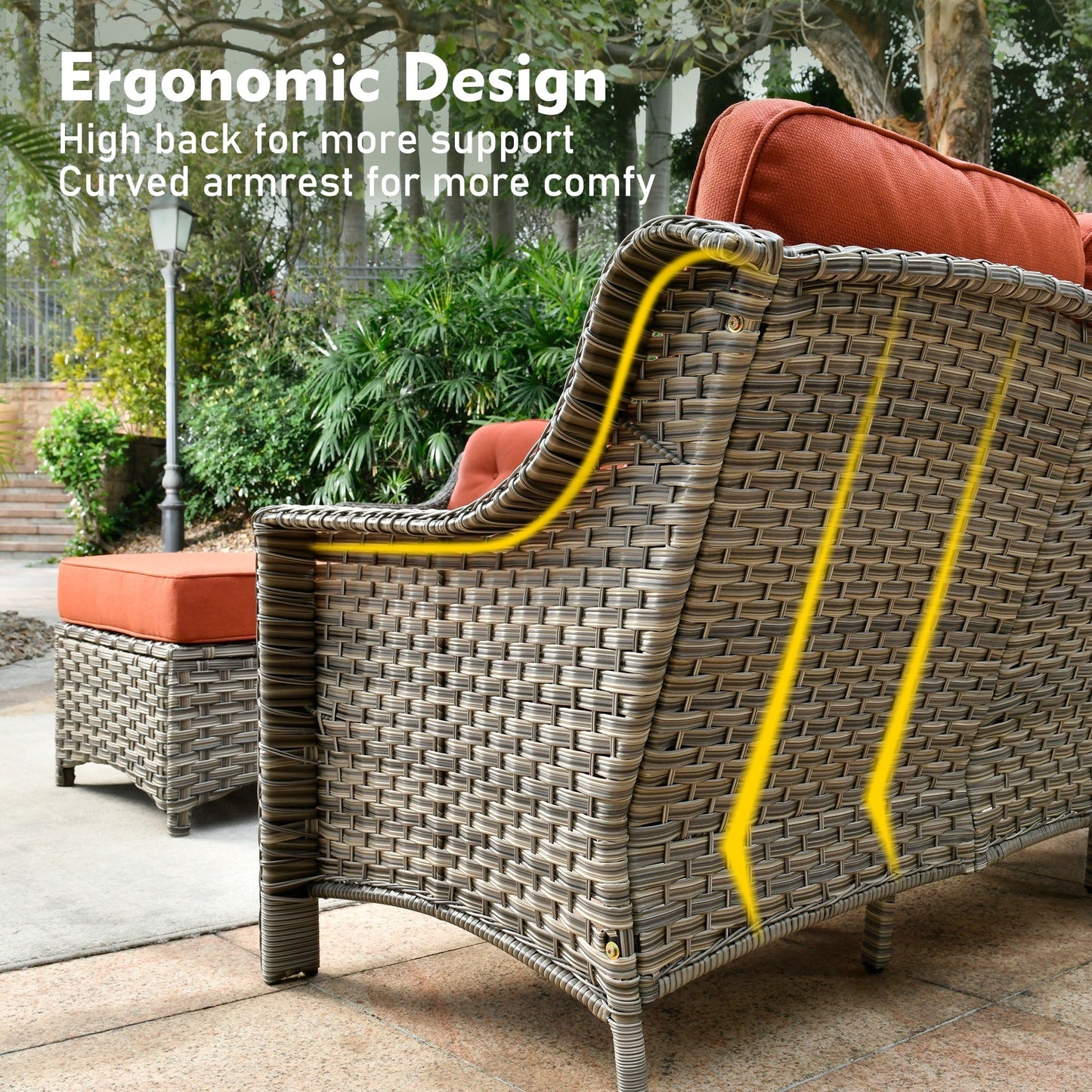 Set di mobili da esterno XIZZI da 6 pezzi con schienale alto e sedia girevole