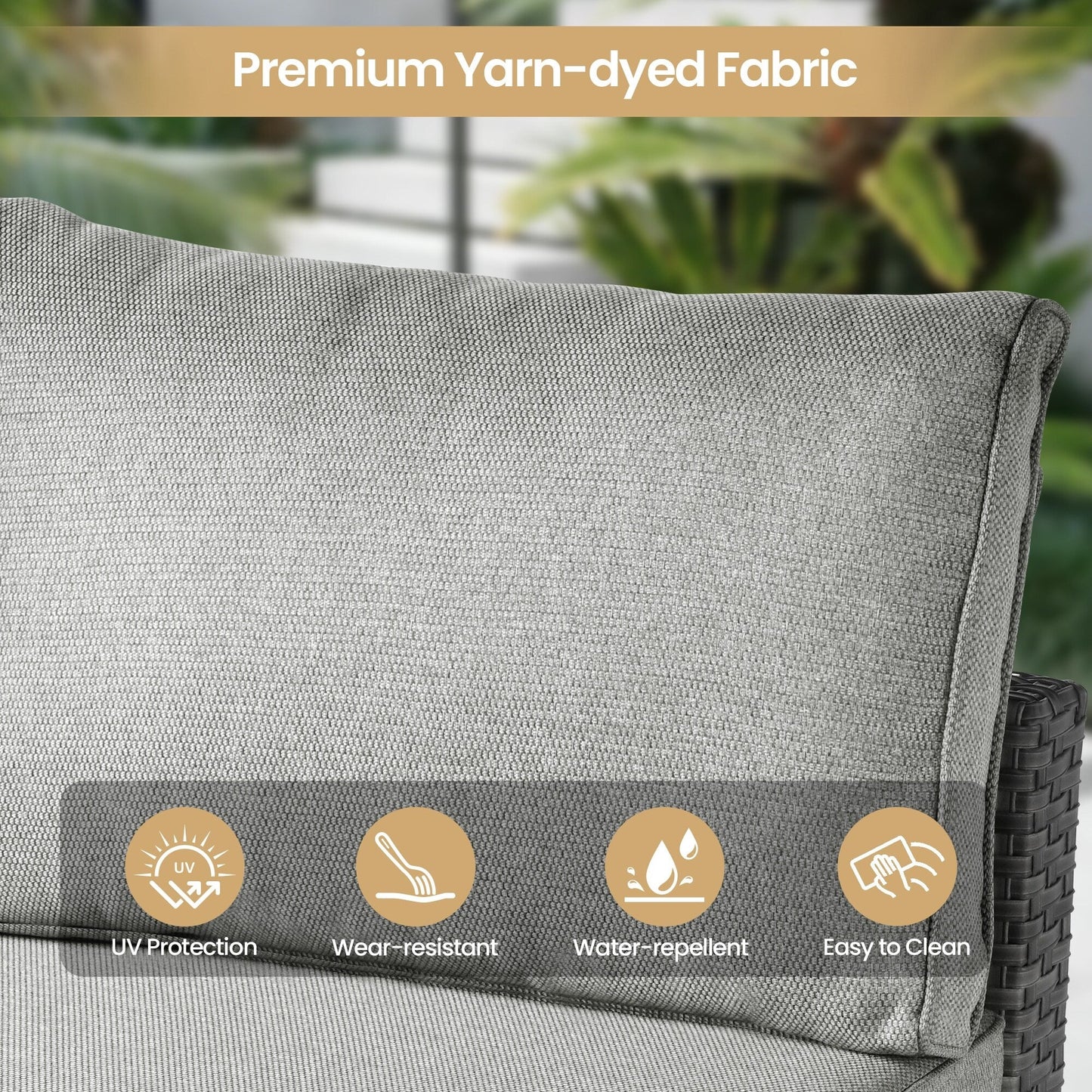 Set di mobili da giardino XIZZI da 6 pezzi, divano componibile in rattan per esterni con braciere