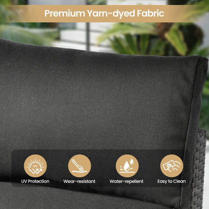 Set di mobili da giardino XIZZI da 6 pezzi, divano componibile in rattan per esterni con braciere