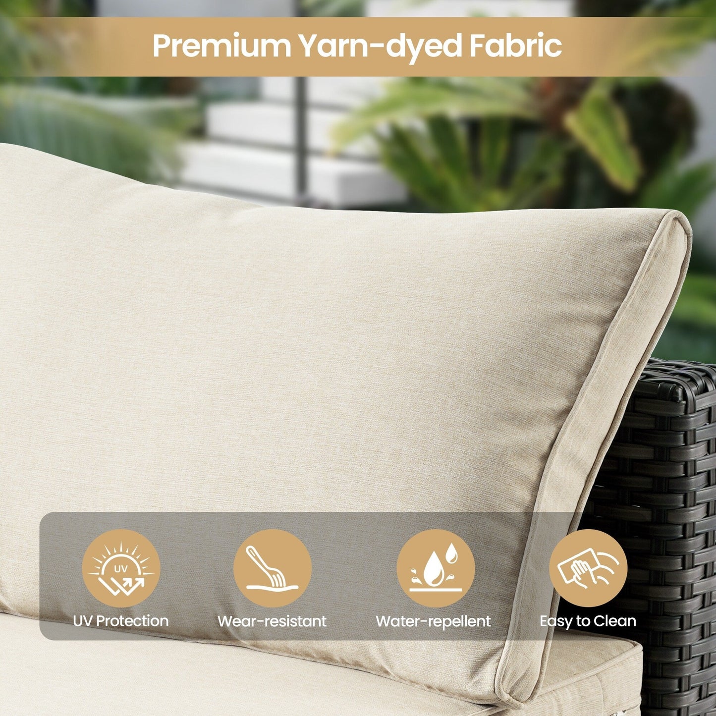 Set di mobili da giardino XIZZI da 6 pezzi, divano componibile in rattan per esterni con braciere