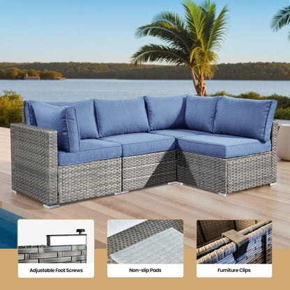 Set di mobili da giardino XIZZI da 6 pezzi, divano componibile in rattan per esterni con braciere