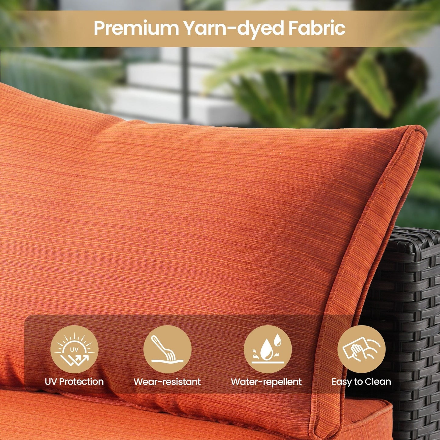 Set di mobili da giardino XIZZI da 6 pezzi, divano componibile in rattan per esterni con braciere