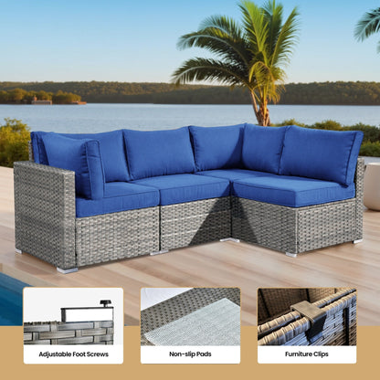 Set di mobili da giardino XIZZI da 6 pezzi, divano componibile in rattan per esterni con braciere