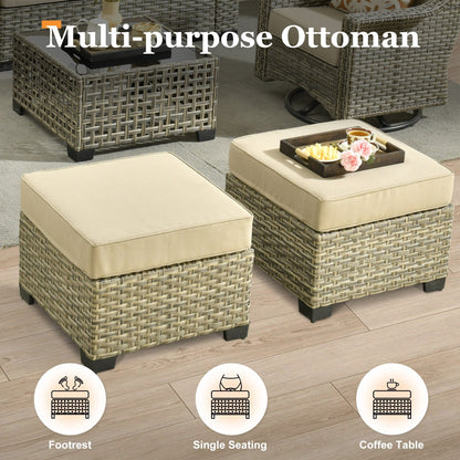 XIZZI Set di divani da conversazione con braccioli larghi e pouf da giardino, 7 pezzi