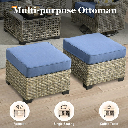 XIZZI Set di divani da conversazione con braccioli larghi e pouf da giardino, 7 pezzi