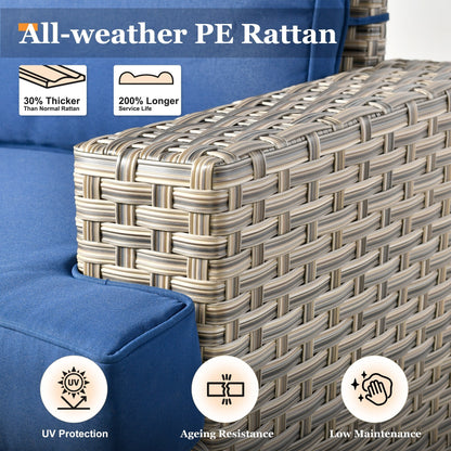 XIZZI Set di divani da conversazione con braccioli larghi e pouf da giardino, 7 pezzi