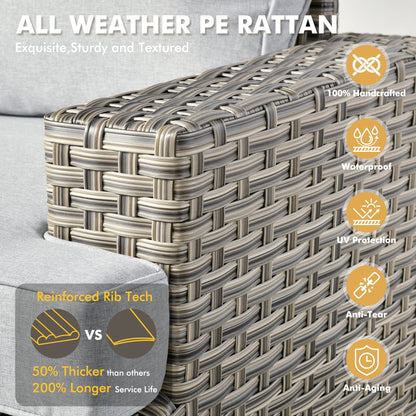 Set di mobili da giardino in vimini XIZZI da 8 pezzi con sedie girevoli