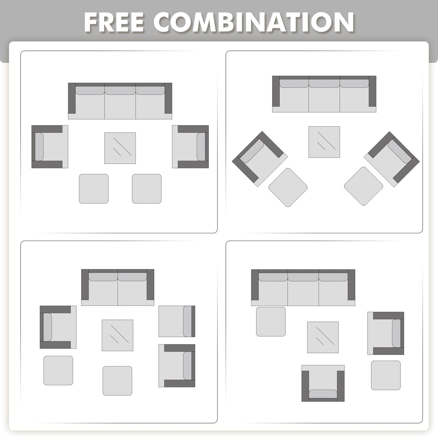 Set da conversazione in rattan per esterni con mobili da giardino XIZZI da 8 pezzi