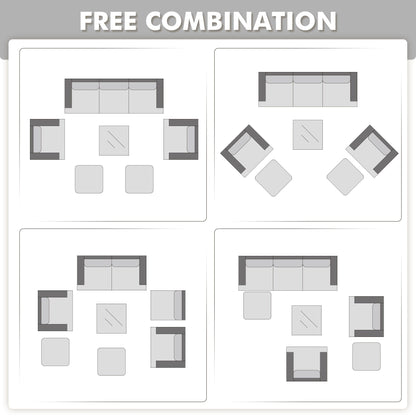 Set da conversazione in rattan per esterni con mobili da giardino XIZZI da 8 pezzi