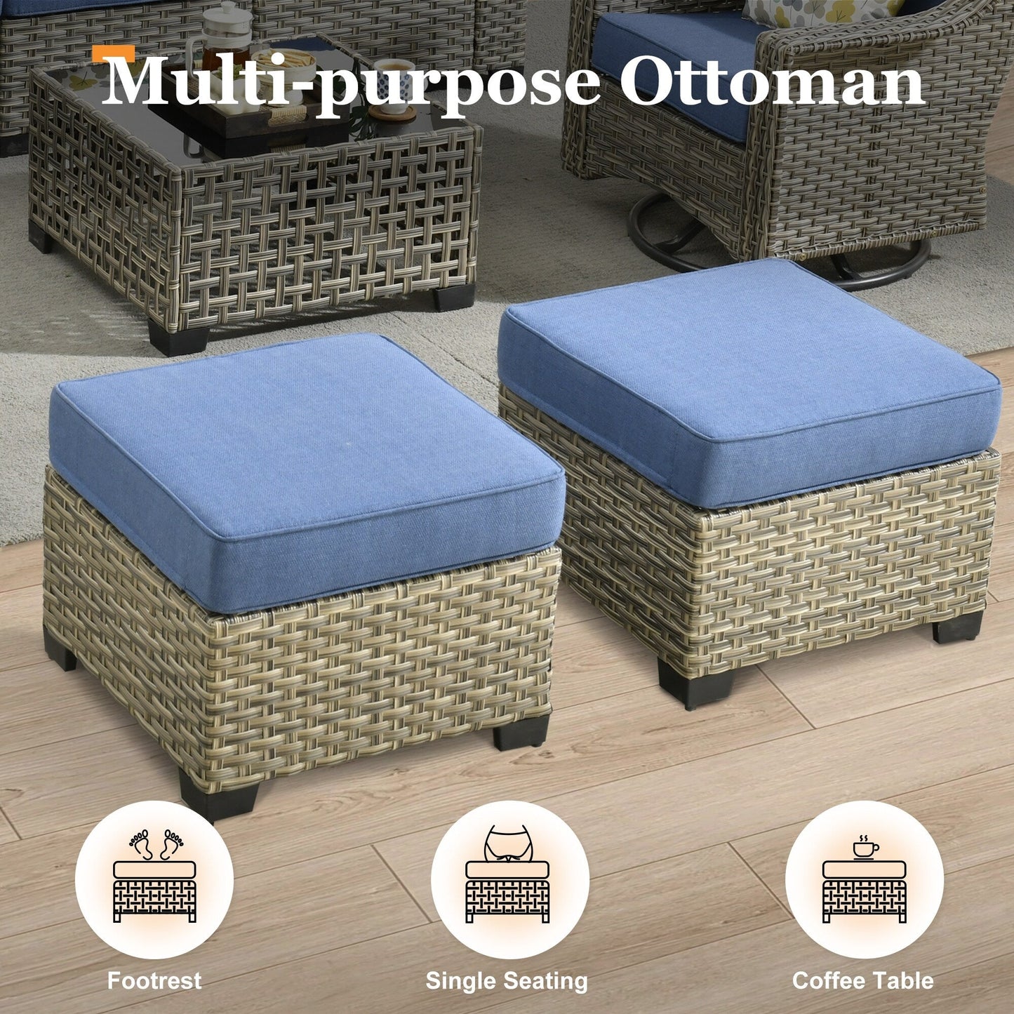 Set da conversazione in rattan per esterni con mobili da giardino XIZZI da 8 pezzi