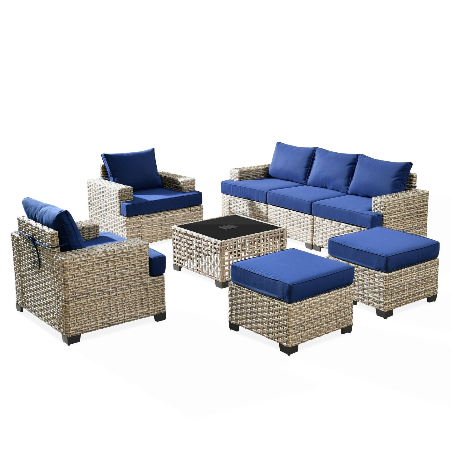 Set da conversazione in rattan per esterni con mobili da giardino XIZZI da 8 pezzi