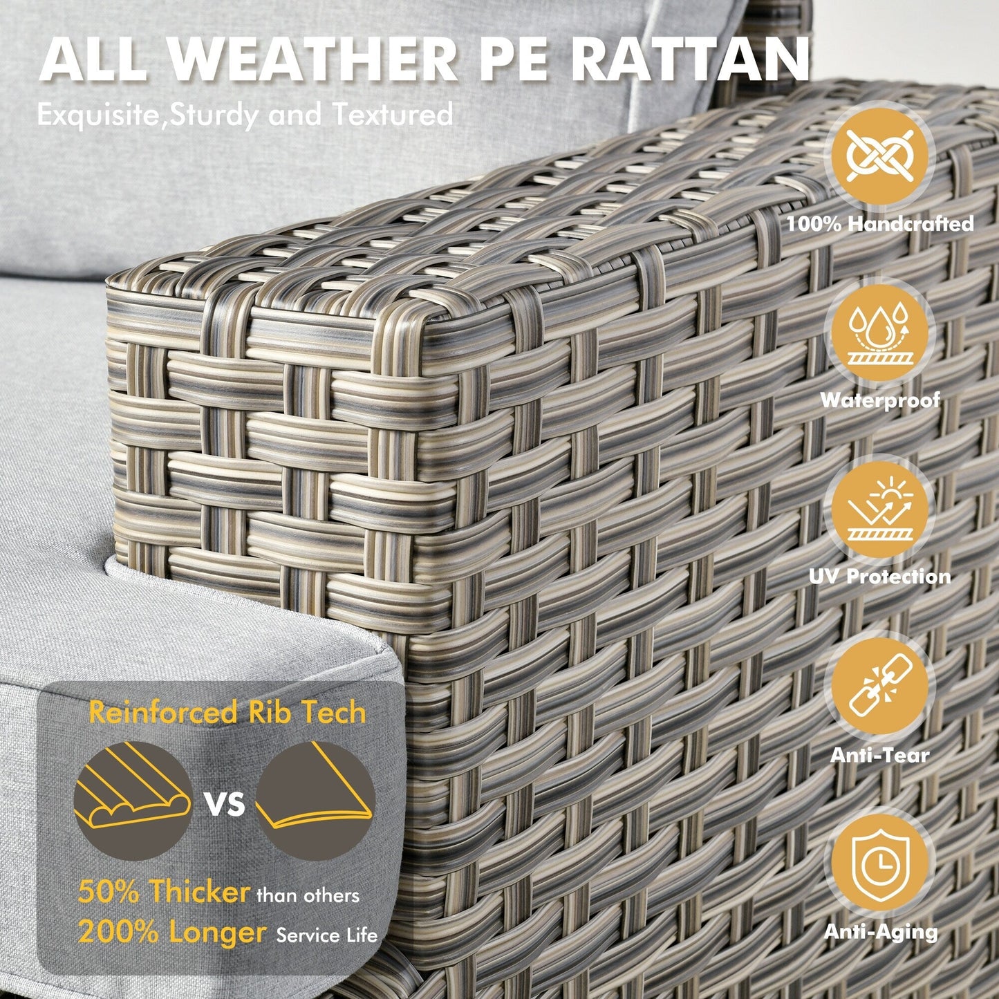 Set da conversazione in rattan per esterni con mobili da giardino XIZZI da 8 pezzi