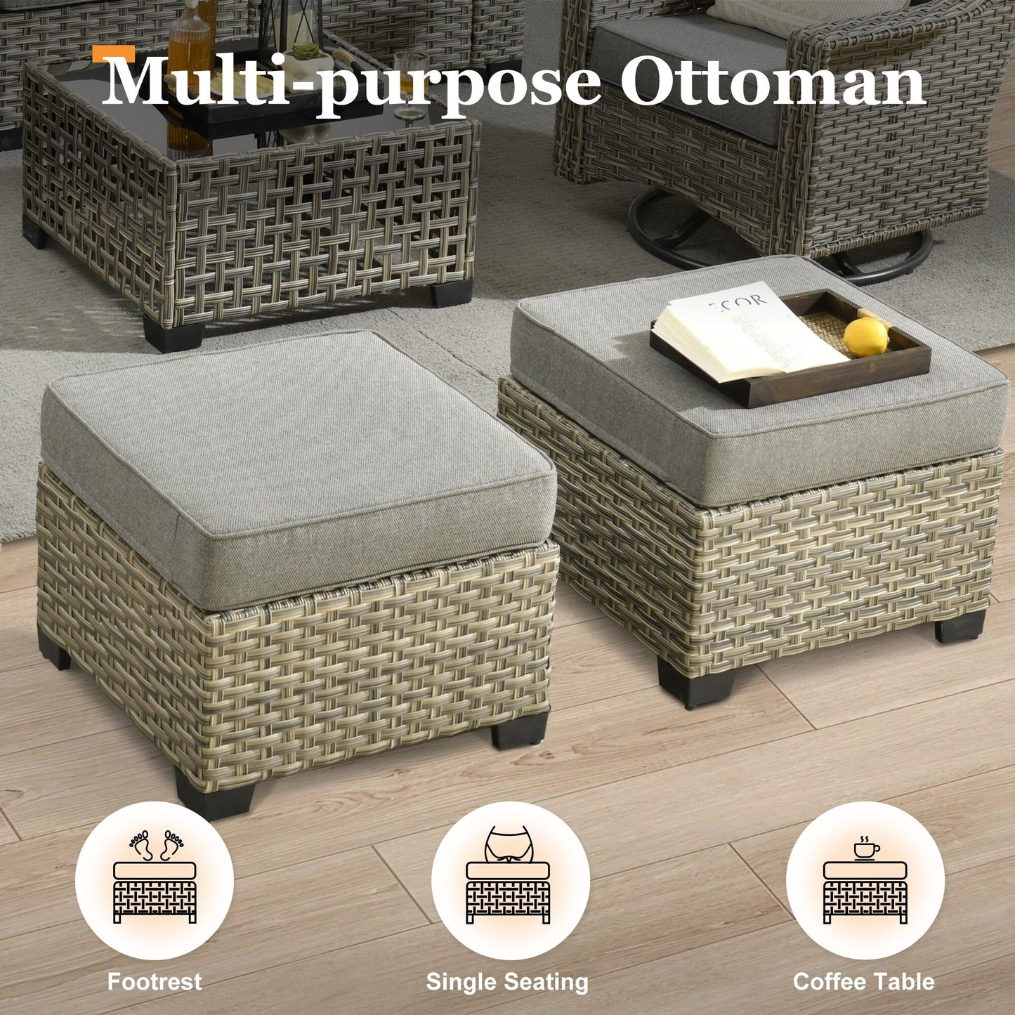 Set da conversazione in rattan per esterni con mobili da giardino XIZZI da 8 pezzi