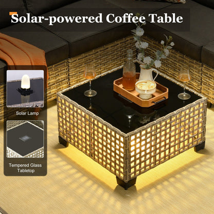 Set da conversazione in rattan per esterni con mobili da giardino XIZZI da 8 pezzi