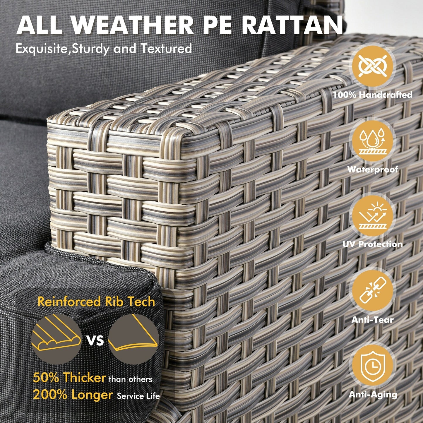 Set da conversazione in rattan per esterni con mobili da giardino XIZZI da 8 pezzi