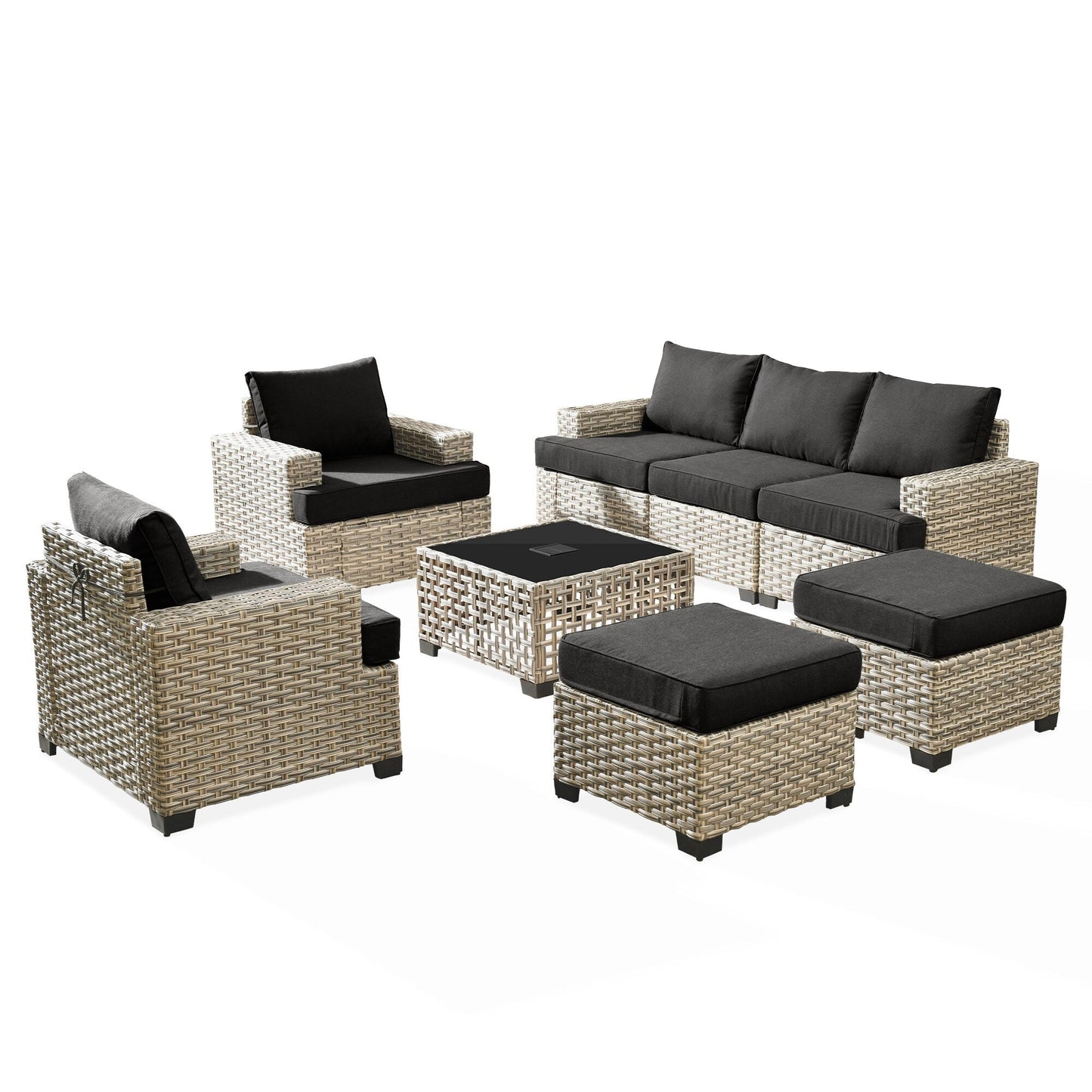 Set da conversazione in rattan per esterni con mobili da giardino XIZZI da 8 pezzi