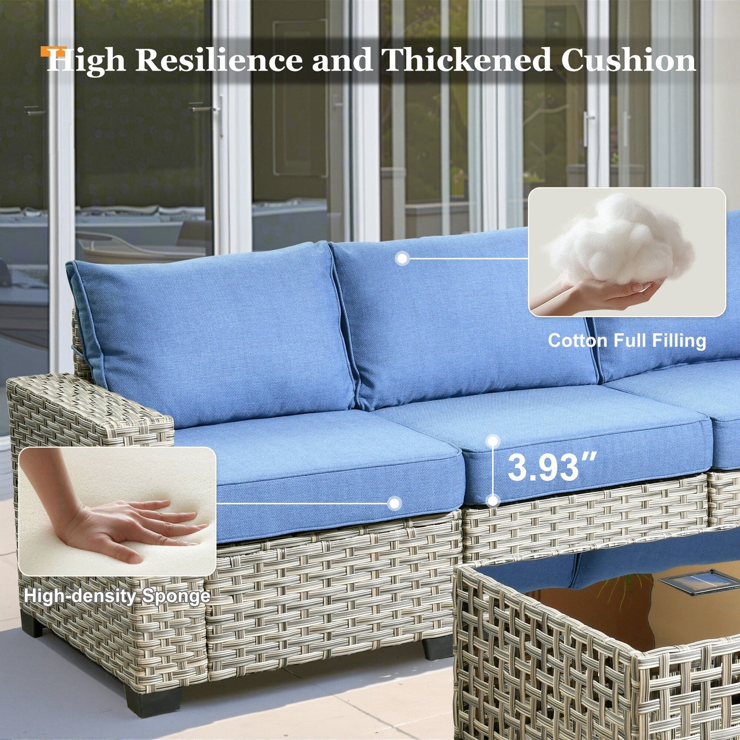 Set da conversazione in rattan per esterni con mobili da giardino XIZZI da 8 pezzi