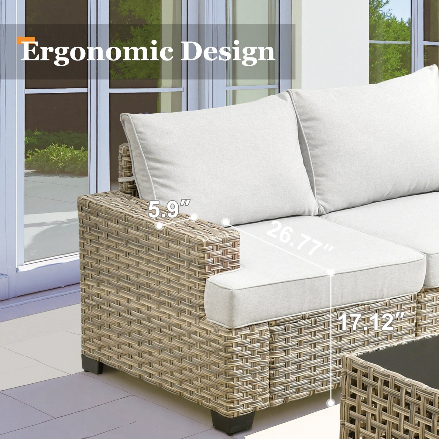 Set da conversazione in rattan per esterni con mobili da giardino XIZZI da 8 pezzi