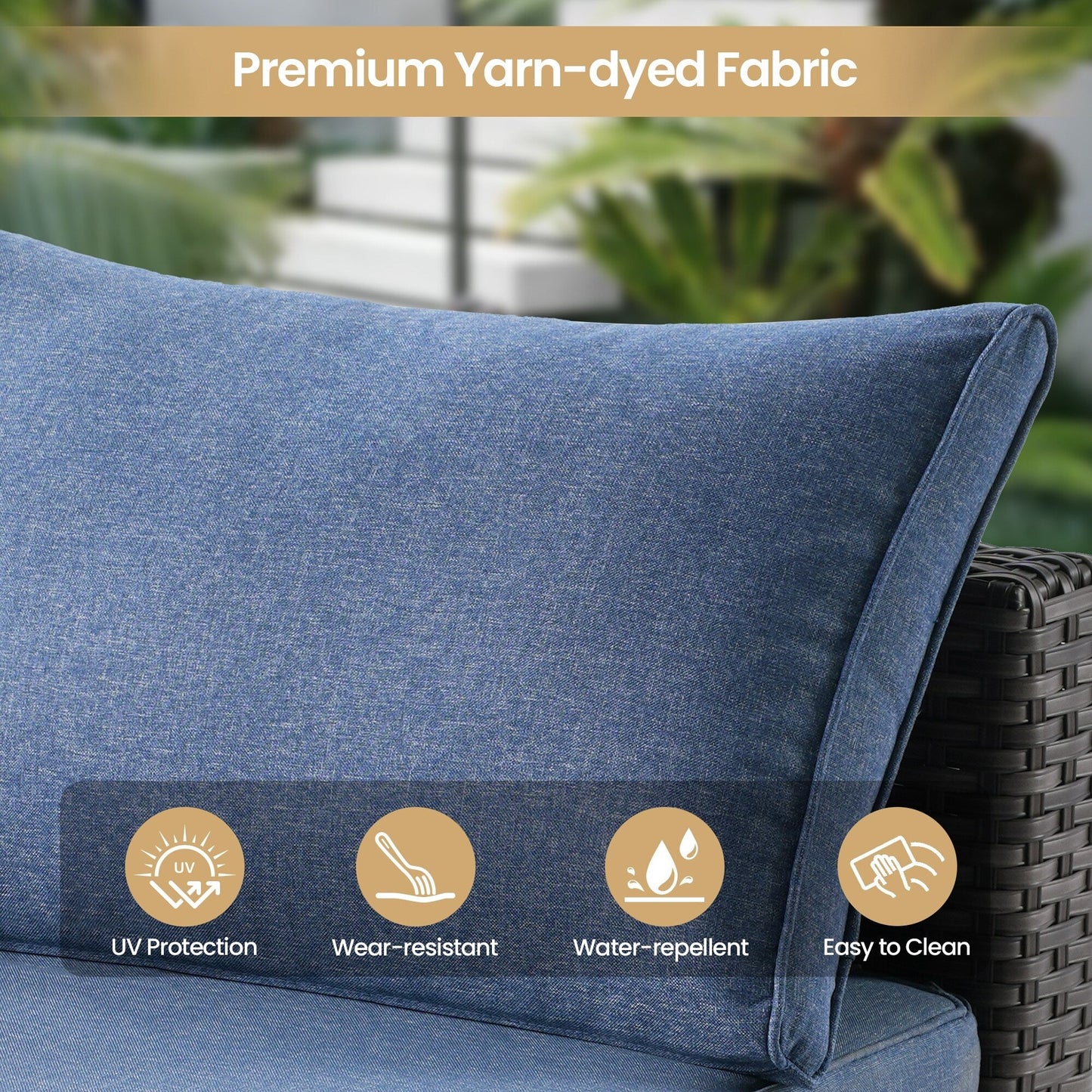 Set di 8 sedie girevoli per esterni in vimini da patio XIZZI con tavolo per braciere