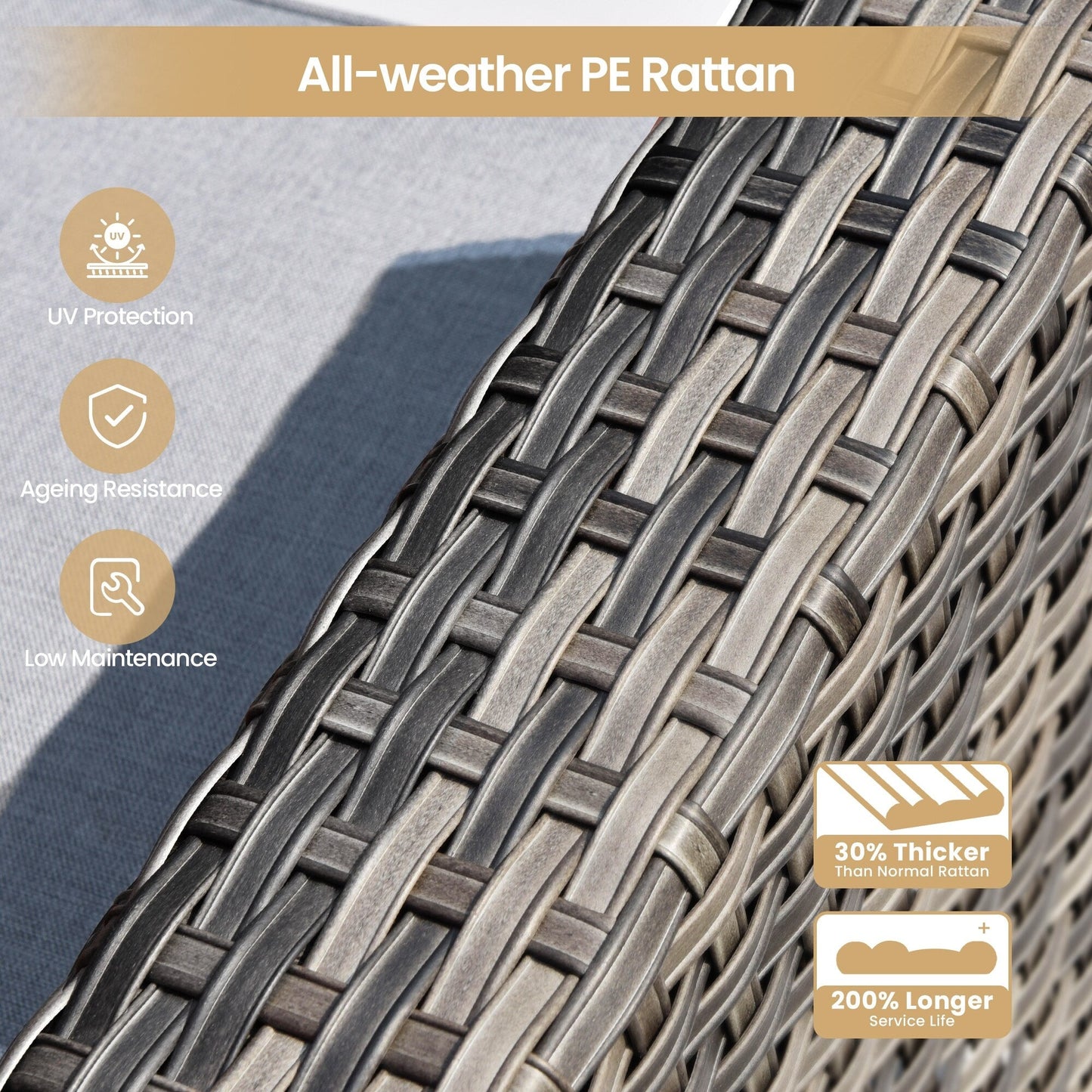 Set di 8 sedie girevoli per esterni in vimini da patio XIZZI con tavolo per braciere