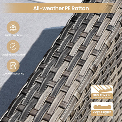 Set di 8 sedie girevoli per esterni in vimini da patio XIZZI con tavolo per braciere