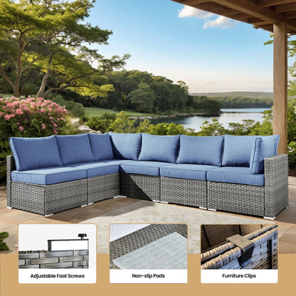 Set di mobili da giardino in vimini XIZZI da 8 pezzi con braciere