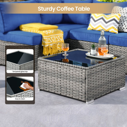 Set di mobili da giardino in vimini XIZZI da 8 pezzi con braciere