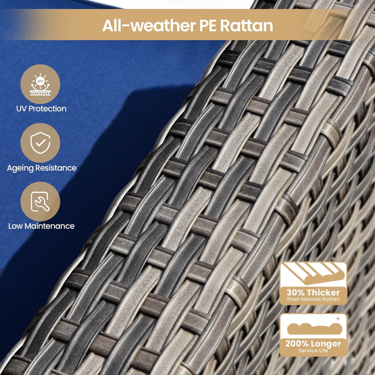 Set di mobili da giardino in vimini XIZZI da 8 pezzi con braciere