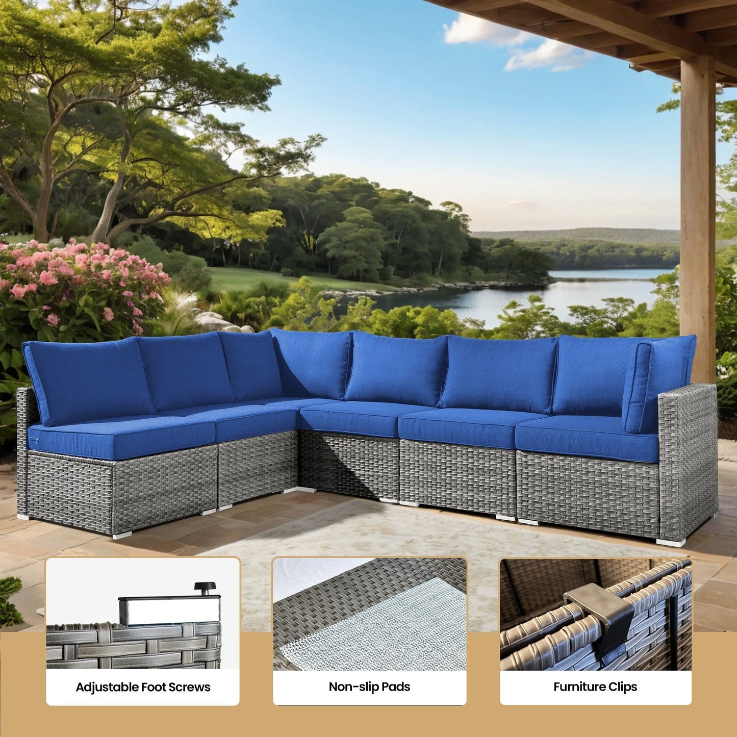 Set di mobili da giardino in vimini XIZZI da 8 pezzi con braciere