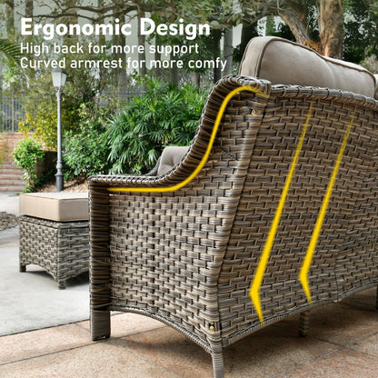 Set di mobili da giardino XIZZI da 8 pezzi, sedie girevoli per esterni in vimini