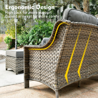 Set di mobili da giardino XIZZI da 8 pezzi, sedie girevoli per esterni in vimini