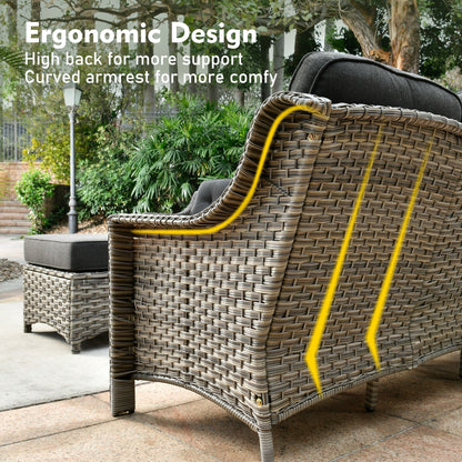 Set di mobili da giardino XIZZI da 8 pezzi, sedie girevoli per esterni in vimini