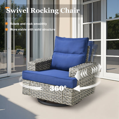 Set di mobili da giardino in vimini XIZZI da 8 pezzi con sedie girevoli